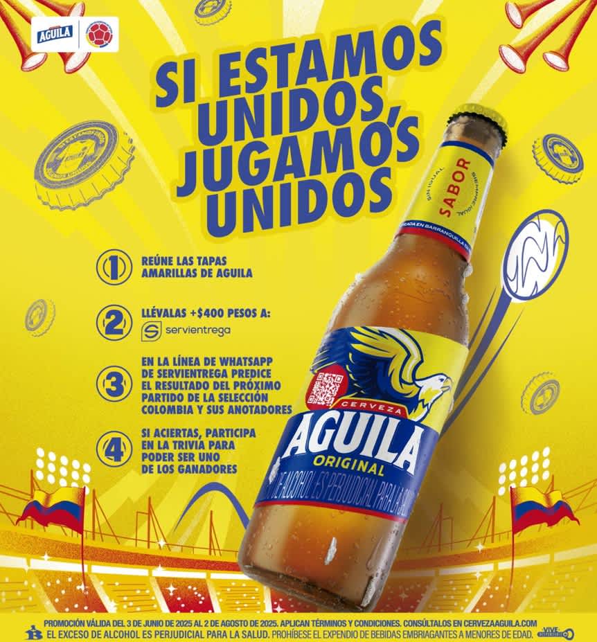 Promoción Goles Millonarios de Cerveza Águila y Servientrega