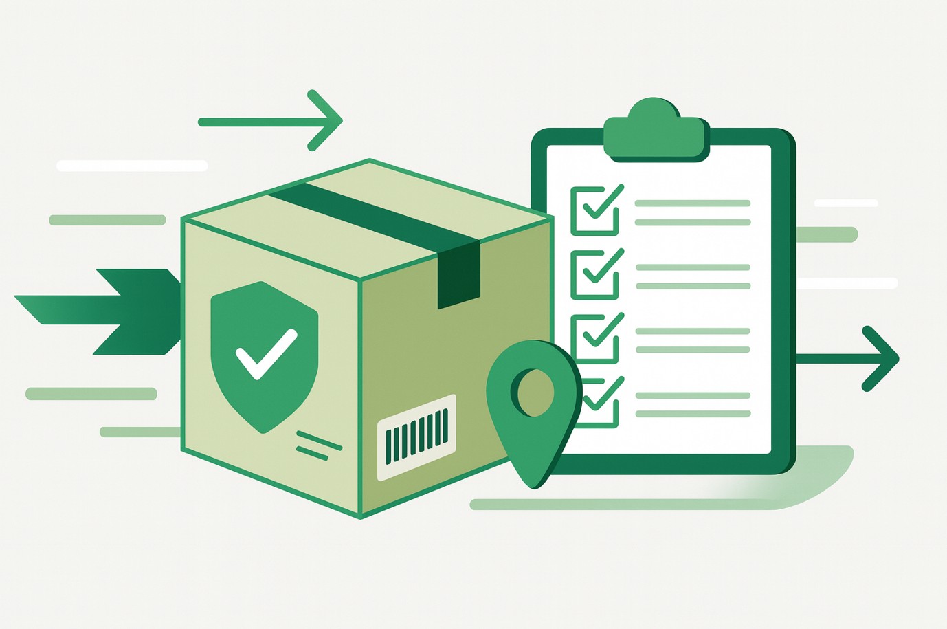 Paquete con escudo y checklist (valor declarado y datos claros)